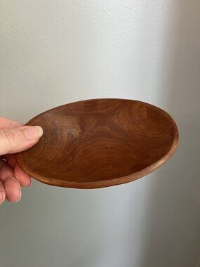 Vintage Small Wooden Oval Bowl Dish